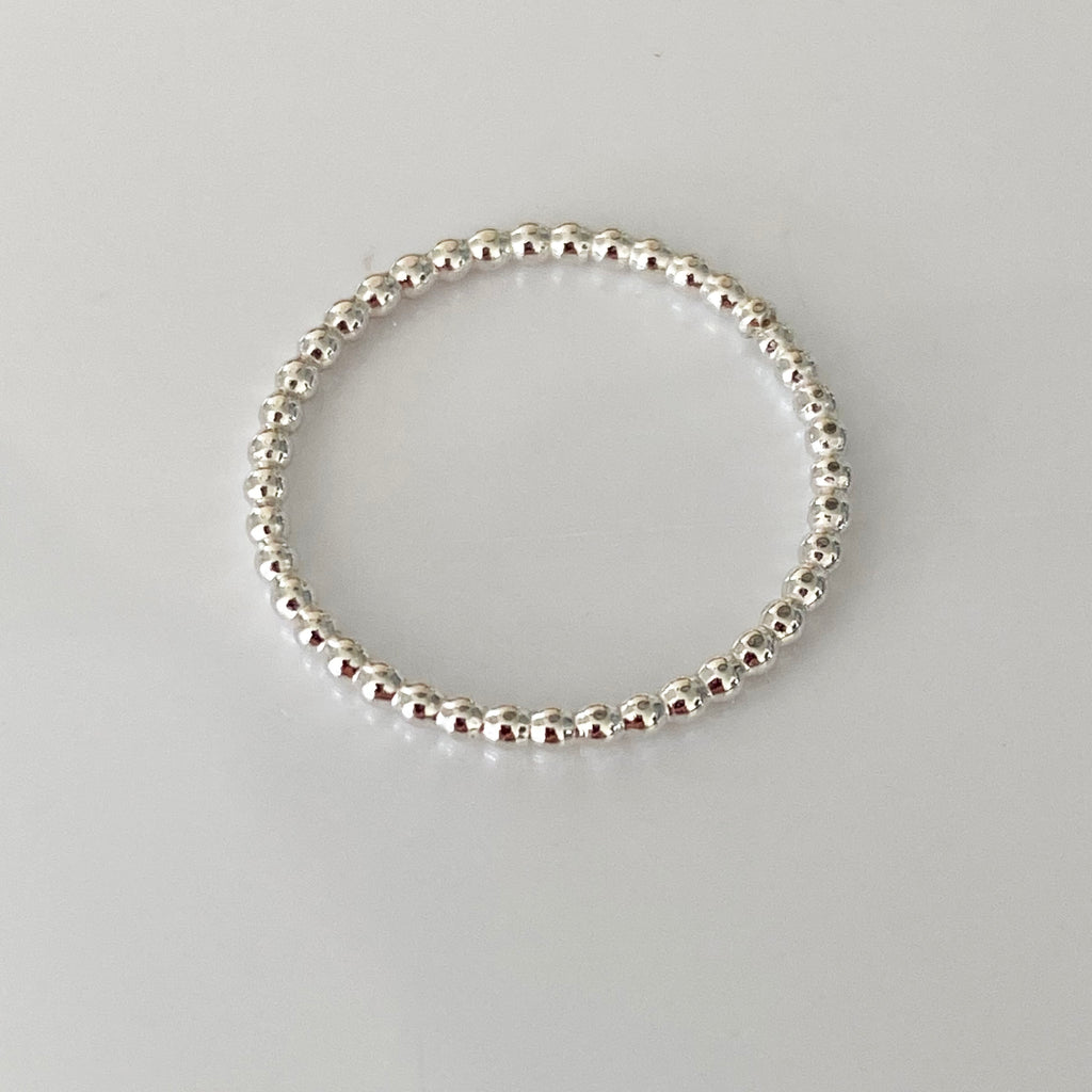 Sterling Silver Beaded Wire Stacking Ring (In Stock)