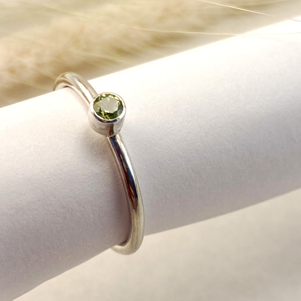 Sterling Silver Gemstone Stacking Ring - Peridot (In Stock)