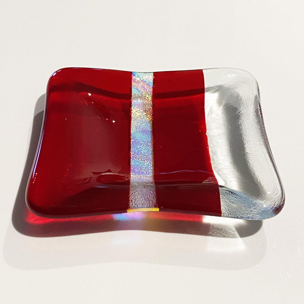 Sophie Thomas Jewellery - Handmade Fused Glass Trinket Dish - Red - Nosek's Just Gems