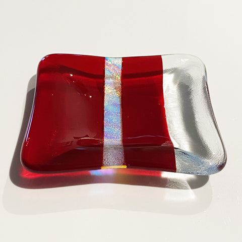 Sophie Thomas Jewellery - Handmade Fused Glass Trinket Dish - Red - Nosek's Just Gems