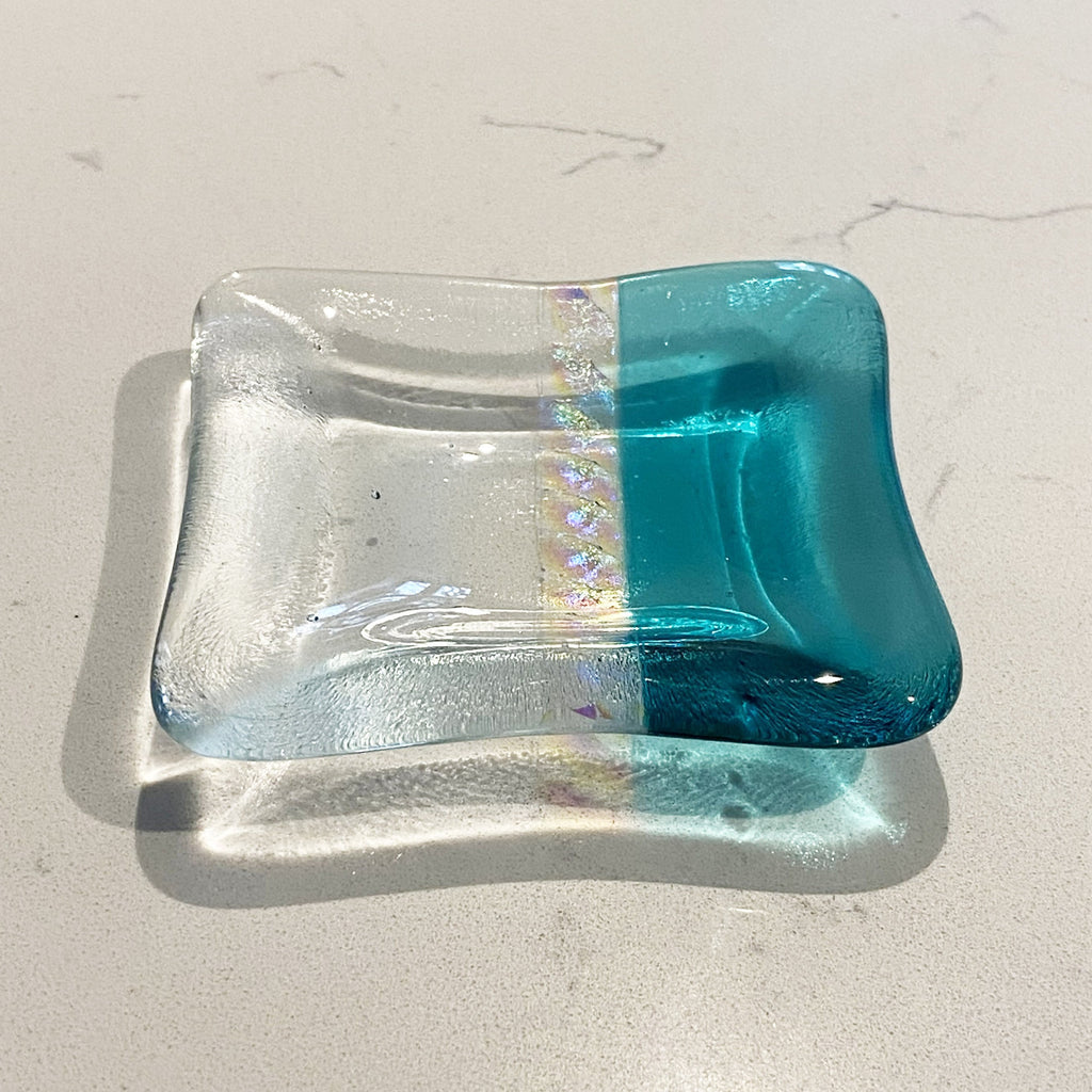 Sophie Thomas Jewellery - Handmade Fused Glass Trinket Dish - Turquoise - Nosek's Just Gems