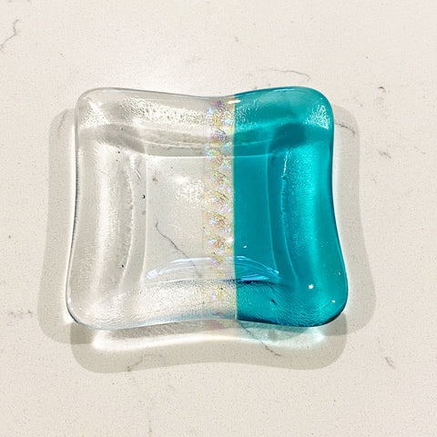 Sophie Thomas Jewellery - Handmade Fused Glass Trinket Dish - Turquoise - Nosek's Just Gems