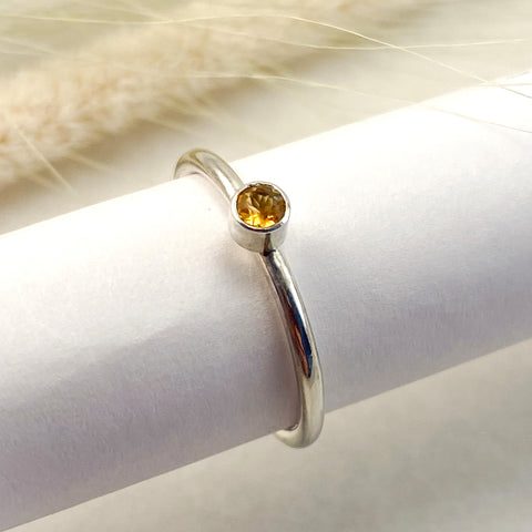 Sterling Silver Gemstone Stacking Ring - Citrine