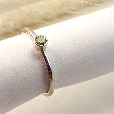 Sterling Silver Gemstone Stacking Ring - Peridot