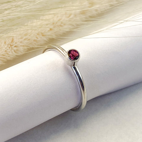 Sterling Silver Gemstone Stacking Ring - Pink Kaleidoscope Quartz