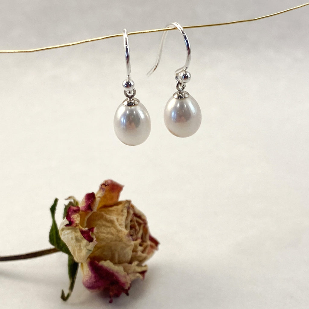 Sophie Thomas Jewellery - Sterling Silver Teardrop Freshwater Pearl Earrings - Nosek's Just Gems